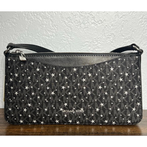 Michael Kors Arden Medium Black Star Print Crossbody Bag with Zip Closure - Picture 4 of 8